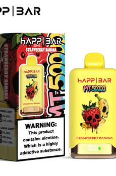 Вейп HAPP MT50000 – Strawberry Banana, 50 000 дръпки, с дисплей и USB-C