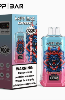 Вейп HAPP MEGA 100 000 дръпки – Blue Strawberry Ice, с дисплей