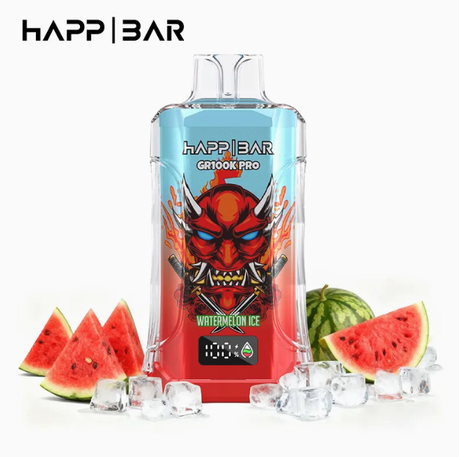 Вейп HAPP MEGA 100 000 дръпки – Watermelon Ice, 2% никотин, с дисплей